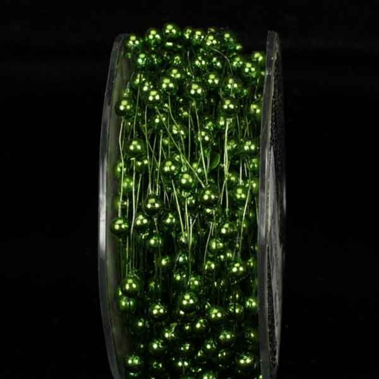 The Ribbon People Forest Green Pearls Wired Craft Ribbon Garland 0.25" x 54 Yards